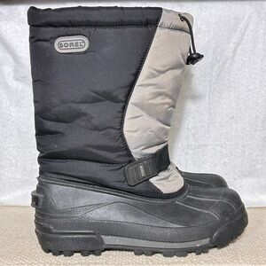 Sorel Big Kids/Youth Black/Grey Snow Goose Insulated Snow Winter Boots SZ 5
